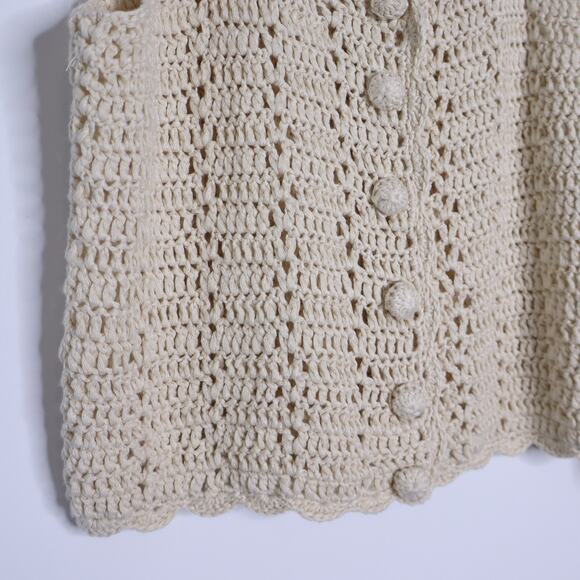 DREAMERS BY DEBUT NWT Button-Up Crochet Crop Tank Sweater Tan Women's L - Picture 3 of 9